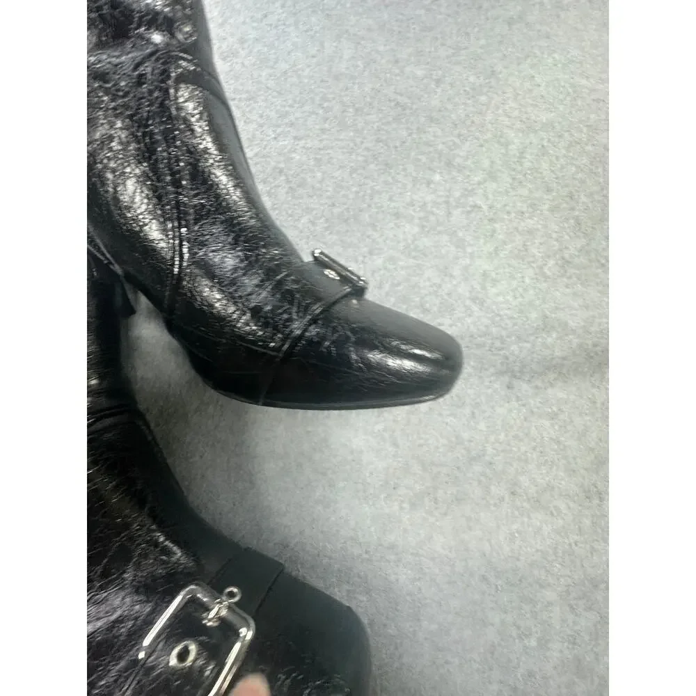 Ankle Boot Crinkle Patent Kitten Heel